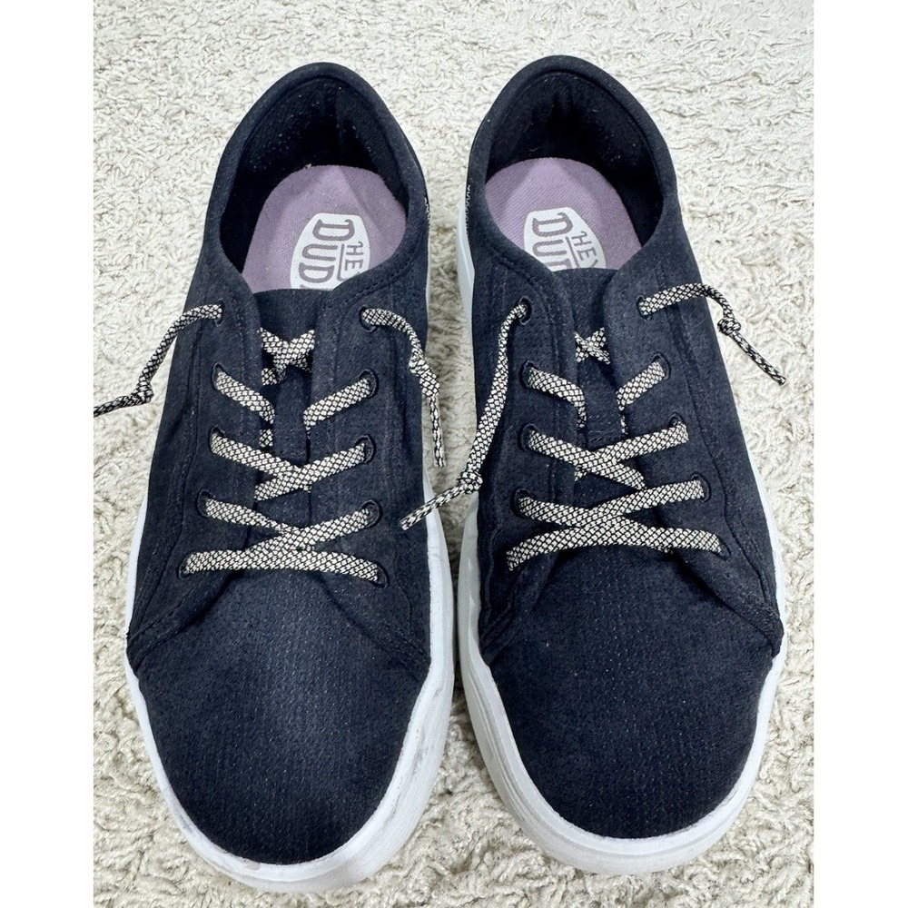 Hey Dude Cody Craft Sneakers Black Canvas Shoes Women's 8‎ Lightweight Comfort - Picture 2 of 12